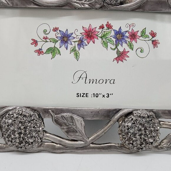 Antique Style Amora Metal Picture Frame With Floral Design 10"x3" By Perfect - Picture 8 of 14